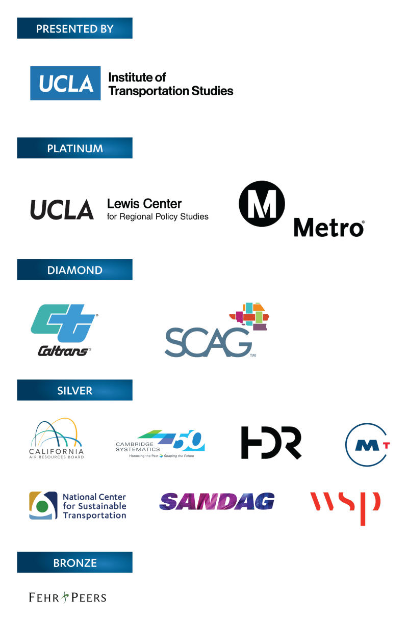 Arrowhead 2022 sponsors all Arrowhead 2022 presented by UCLA Institute of Transportation Studies, and generously supported by UCLA Lewis Center, LA Metro, Caltrans, SCAG, CARB, Cambridge Systematics, HDR, MTC, NCST, SANDAG, WSP, and Fehr & Peers